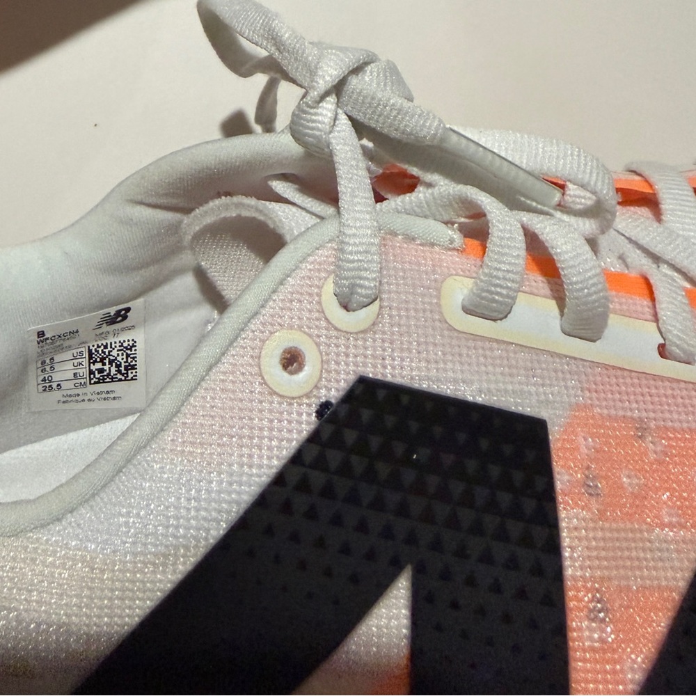 New Balance White and Orange FuelCell Running Shoe with Black N Logo - Picture 5 of 8